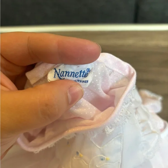 Nanette Vintage Baby Girl Dress Duck Goose Lace 0-3mo - Picture 7 of 9